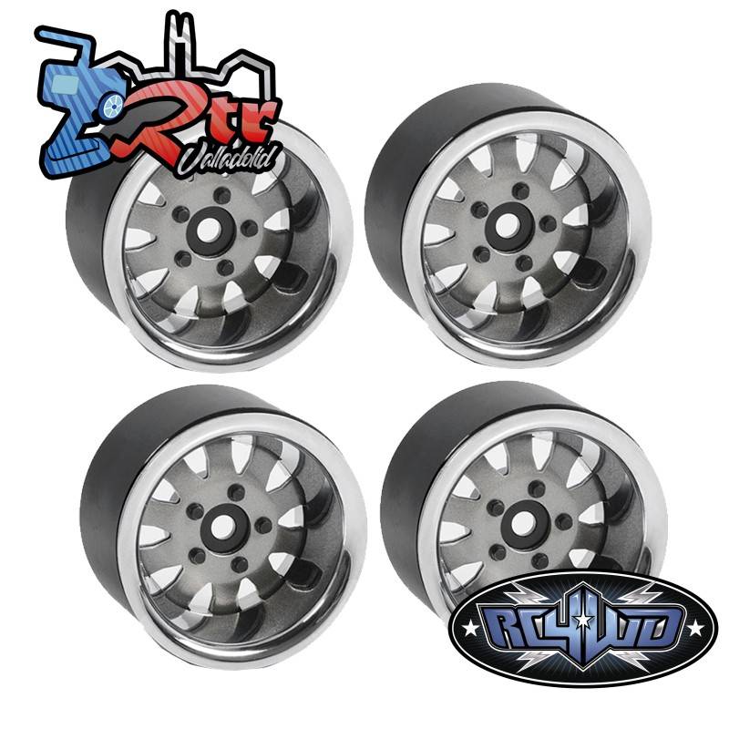Llantas Rc4wd 1.9 acero de 5 lengüetas con anillo de belleza Plata 4 Unidades