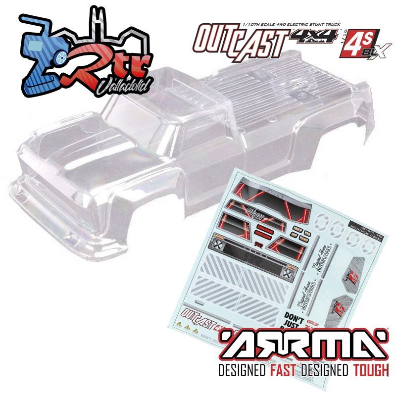 Carrocería ARRMA  transparente 4x4 Arrma Outcast con calcomanías ARA402210