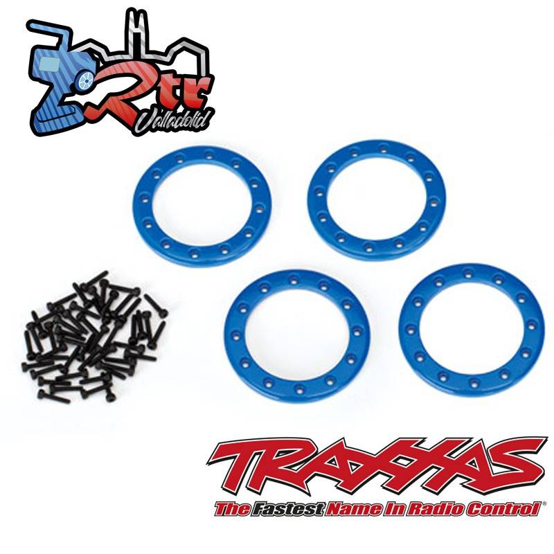 Anillos Beadlock, Azul 1.9 " aluminio 4 Unidades tornillos 2x10 48 Unidades Traxxas TRA8169X