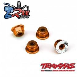 Tuercas Traxxas 4mm, de seguridad Aluminio Naranja TRA1747T