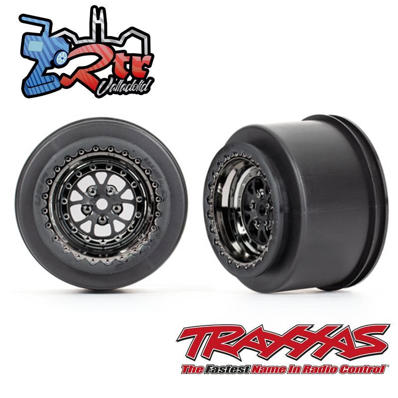 Llantas Traseras Cromo Negro Drag Slash Traxxas TRA9473X