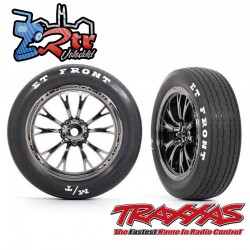 Neumáticos y ruedas ensamblados pegados Cromo Negro Drag Slash Traxxas TRA9474X