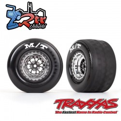 Neumáticos y ruedas traseras ensambladas pegadas Cromo Brillante Drag Slash Traxxas TRA9475R