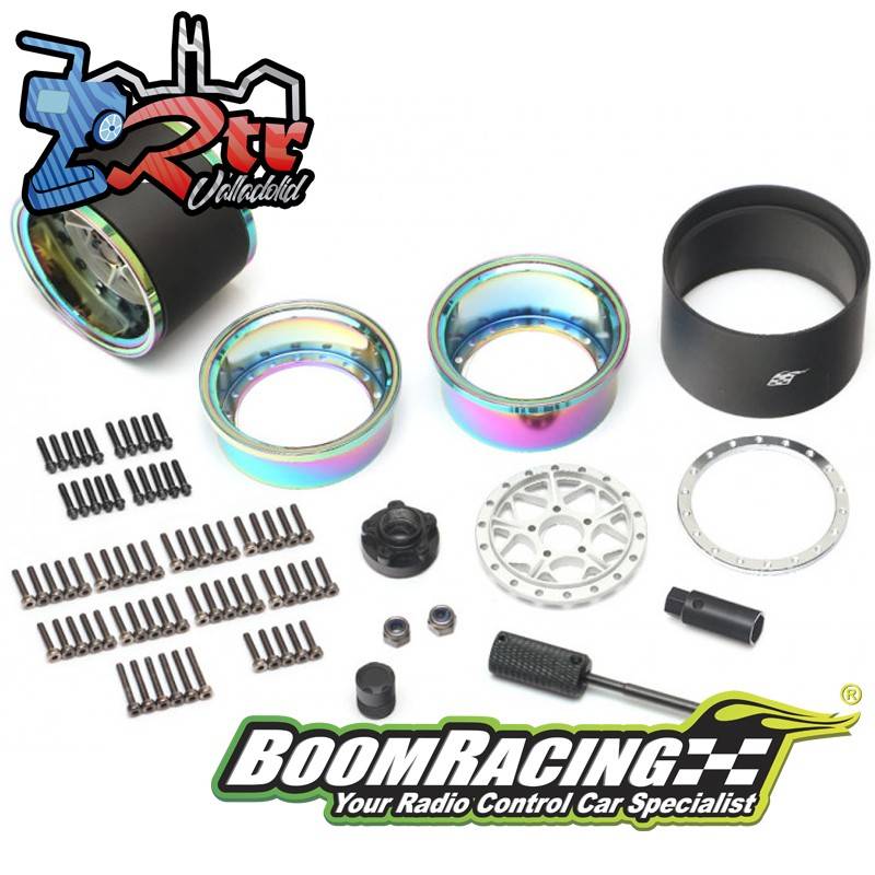 Llantas BoomRacing ProBuild™ 1.9 LGB extra ancho Ajustable Offset Aluminio 2 Unidades Neo Cromo/Plata plana