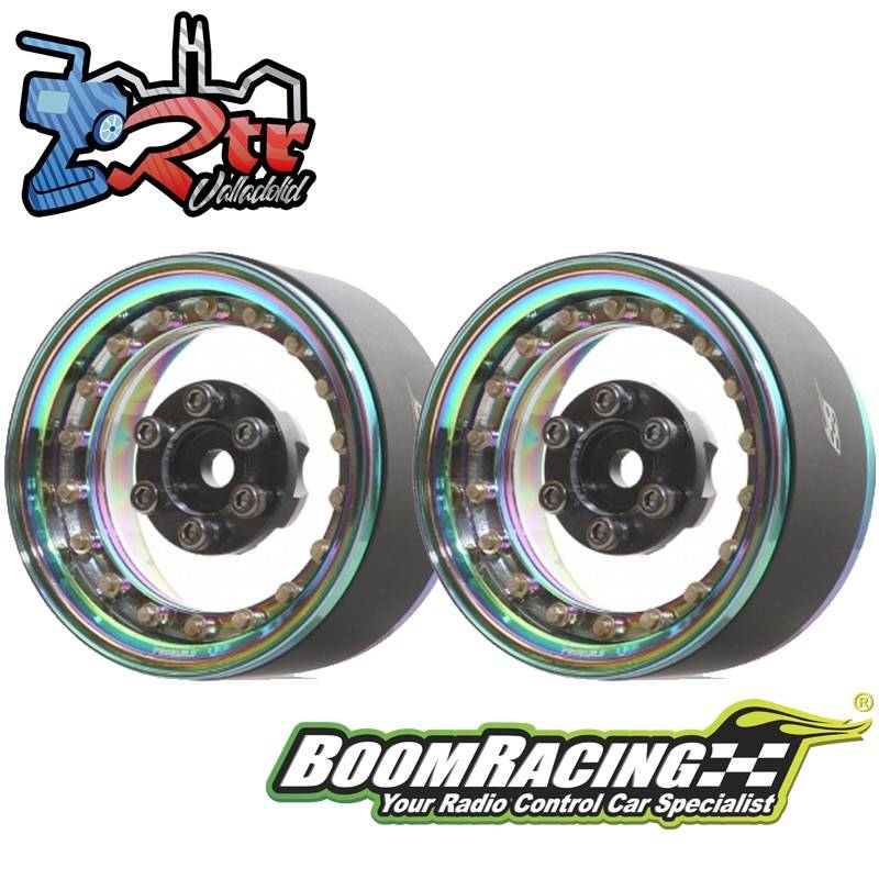 Llantas BoomRacing ProBuild™ 1.9 CAL 6-Lug Ajustable Offset Aluminio 2 Unidades  Neo Cromo/Transparente