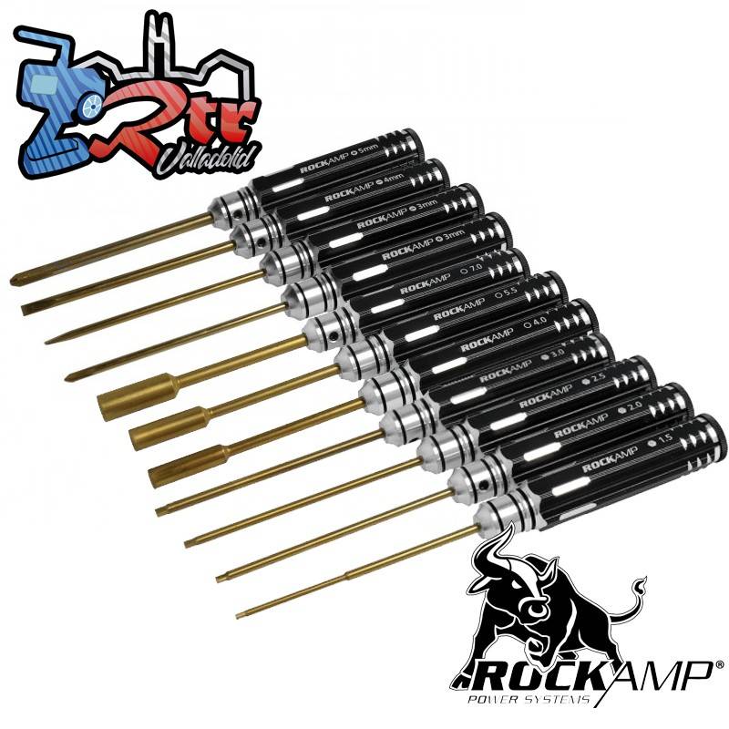 Juego de herramientas Rockamp con bolsa 11 piezas HSS Titan plateado