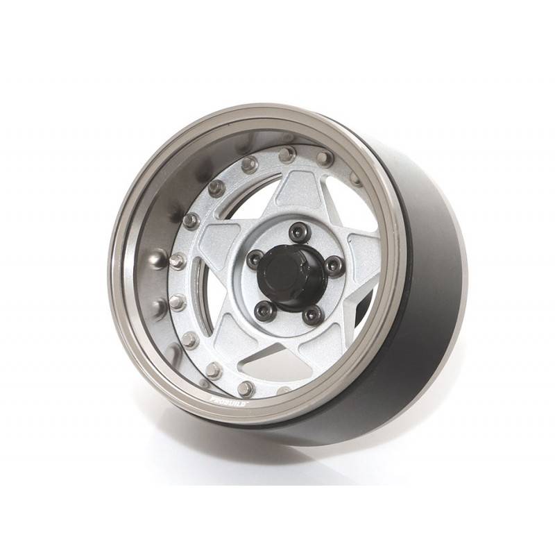 Llantas BoomRacing ProBuild™ 1.9 RTS Ajustable Offset Aluminio 2 Unidades Metal de arma/Plata Mate