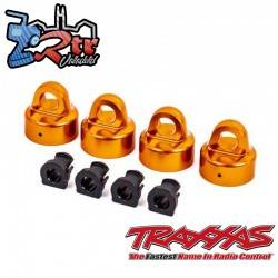 Tapas de amortiguadores aluminio con separadores en naranja amortiguadores GTX Traxxas TRA9664T