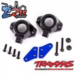 Brazos del bloque de dirección aluminio anodizado en azul Traxxas TRA9637X
