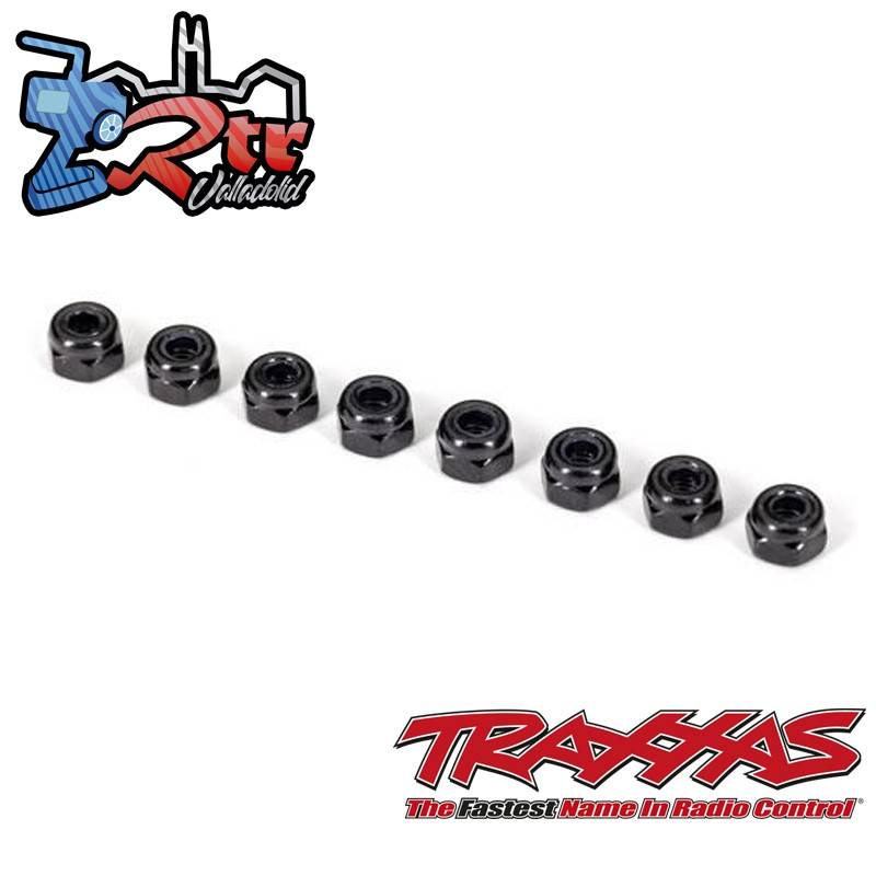 Tuercas, bloqueo de nailon de 3 mm, negras Traxxas TRA2745X