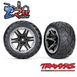 Neumáticos y ruedas Anaconda ensamblados pegados 12mm Negra con aro plata Traxxas TRA6775X