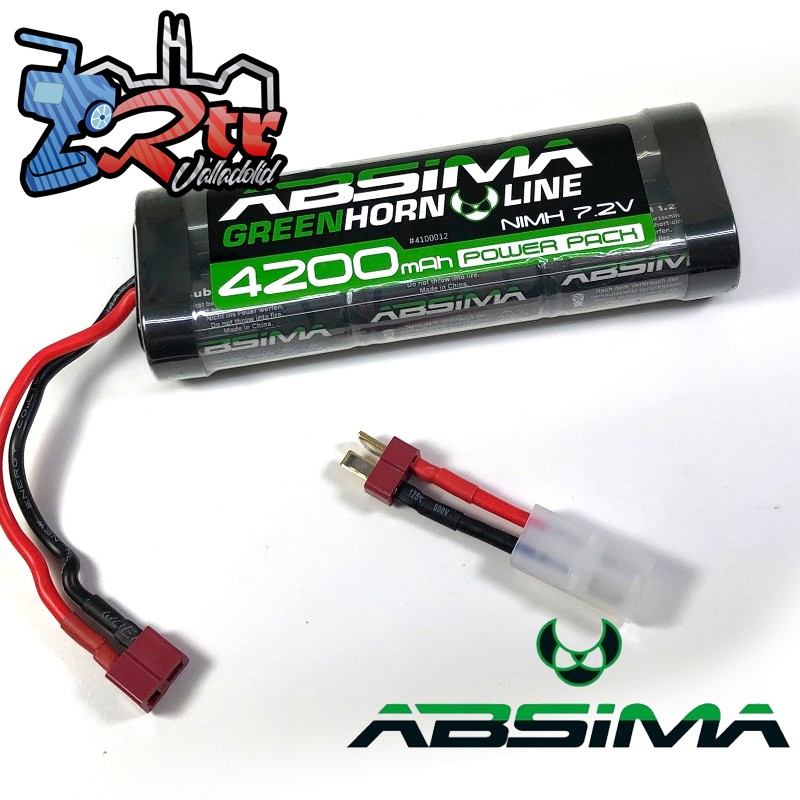 Absima lot de deux batteries Ni-Mh 7,2V 4200mAh prise Dean +  adaptateurTamiya