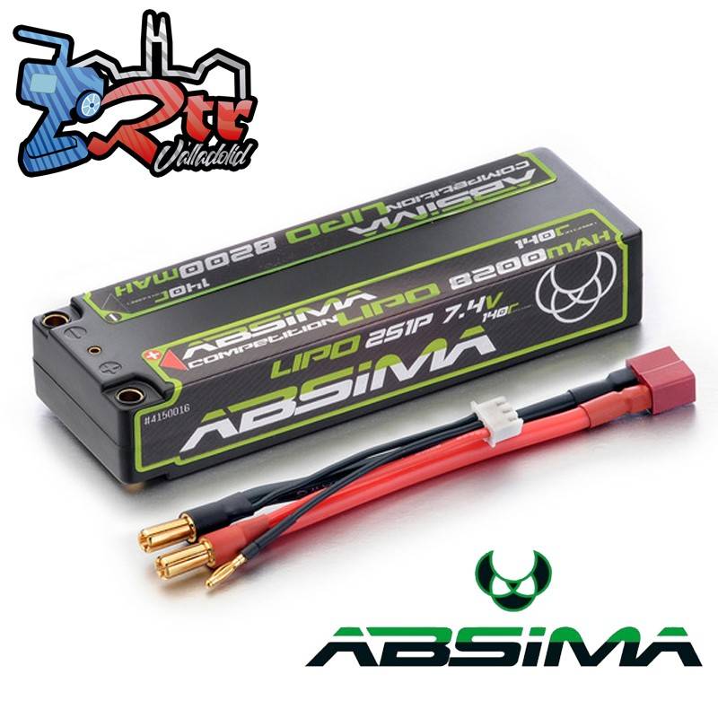 Batería Absima Lipo 8200 Mah LCG 140C 2S1P HC 5mm, T-Deam Shorty