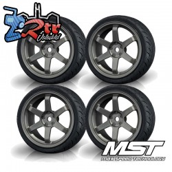 Neumático de carretera AD MST con llanta TE, 4 Piezas 1/10 MST103022SG