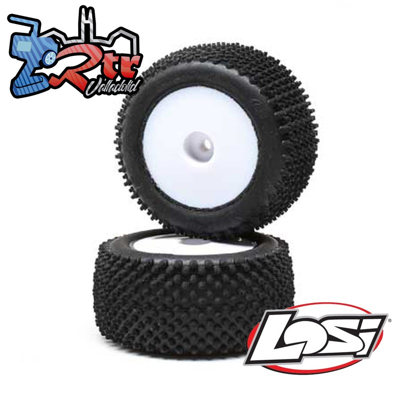 Neumáticos con pasadores, traseros, montados, blancos (2): Mini-T 2.0 LOS41013