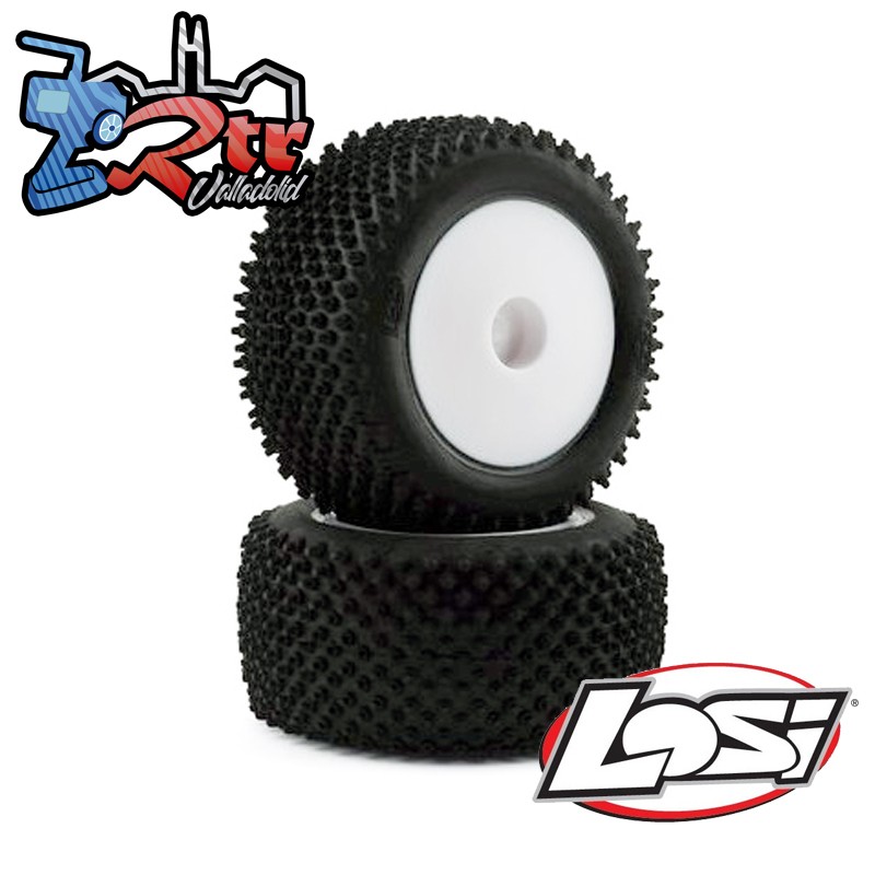 Neumáticos con pasadores, traseros, montados, blancos (2): Mini-T 2.0 LOS41013