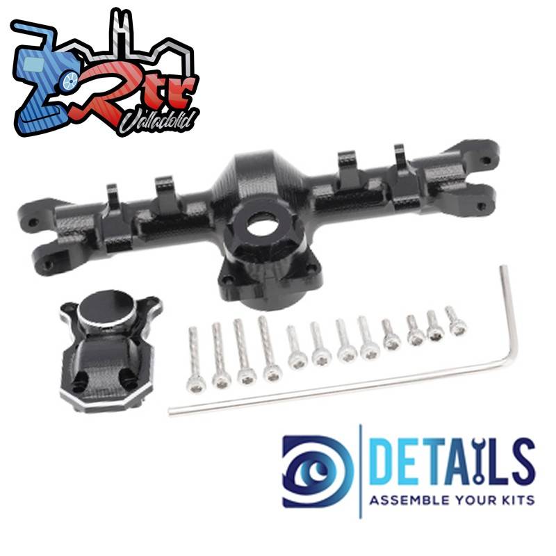 Carcasa del eje delantero de aluminio negro con tapa 1 pieza para Axial SCX24