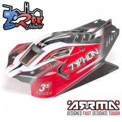 Carrocería ARRMA Buggy 1/8 pintada y recortada con calcomanías, rojo TYPHON 4X4 BLX ARA402274