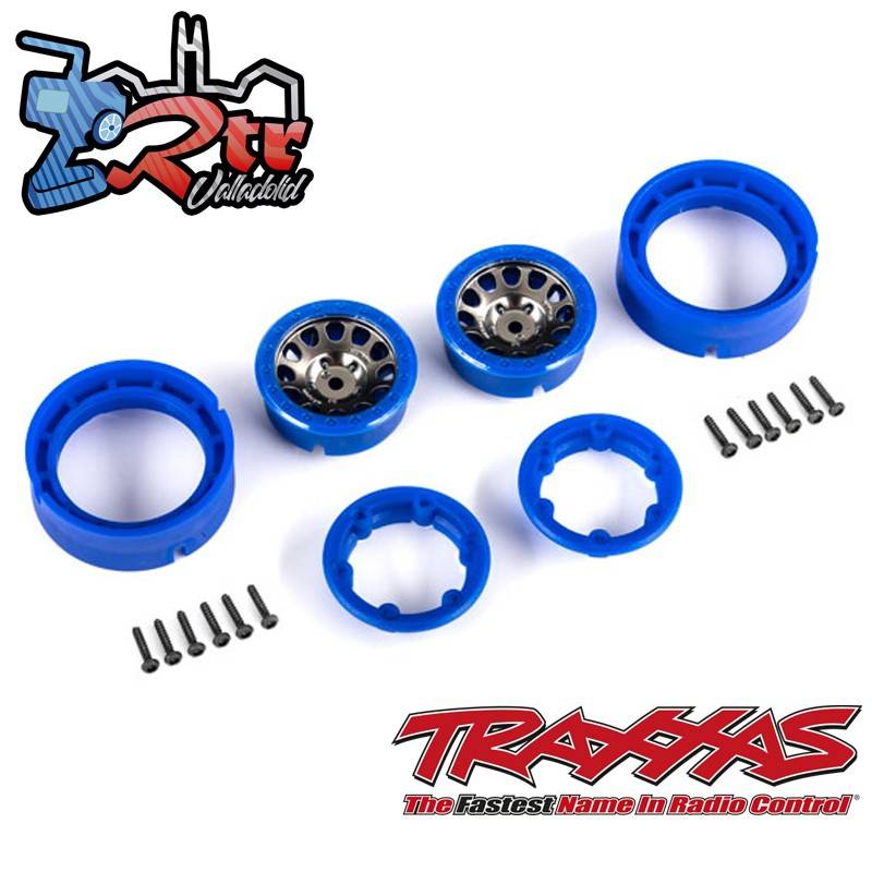 Llantas Method Race 105 Beadlock Cromo negro y azul Traxxas TRA9781-BLKBL