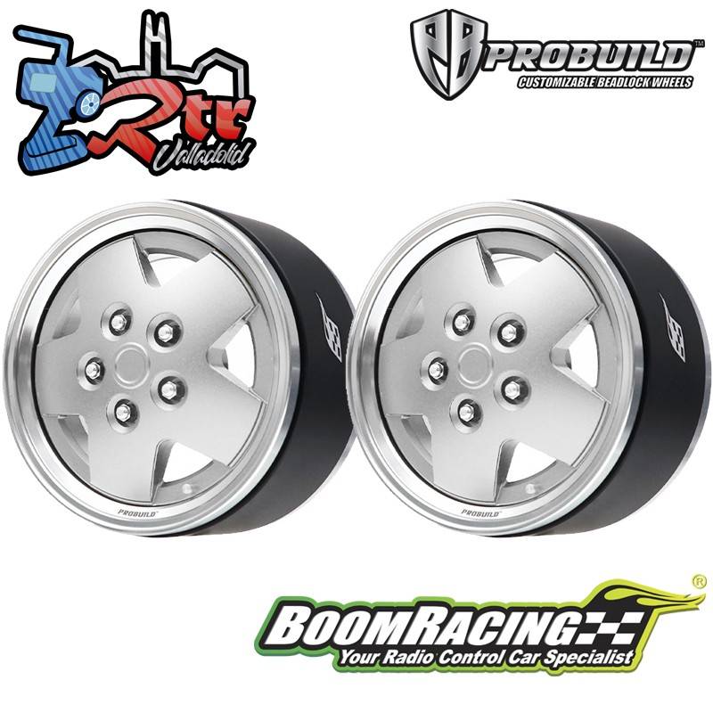 Llantas BoomRacing ProBuild™ 1.9 CSK LSE 5-Spoke Classic Ajustable Offset Aluminio 2 Unidades Platino/Platino