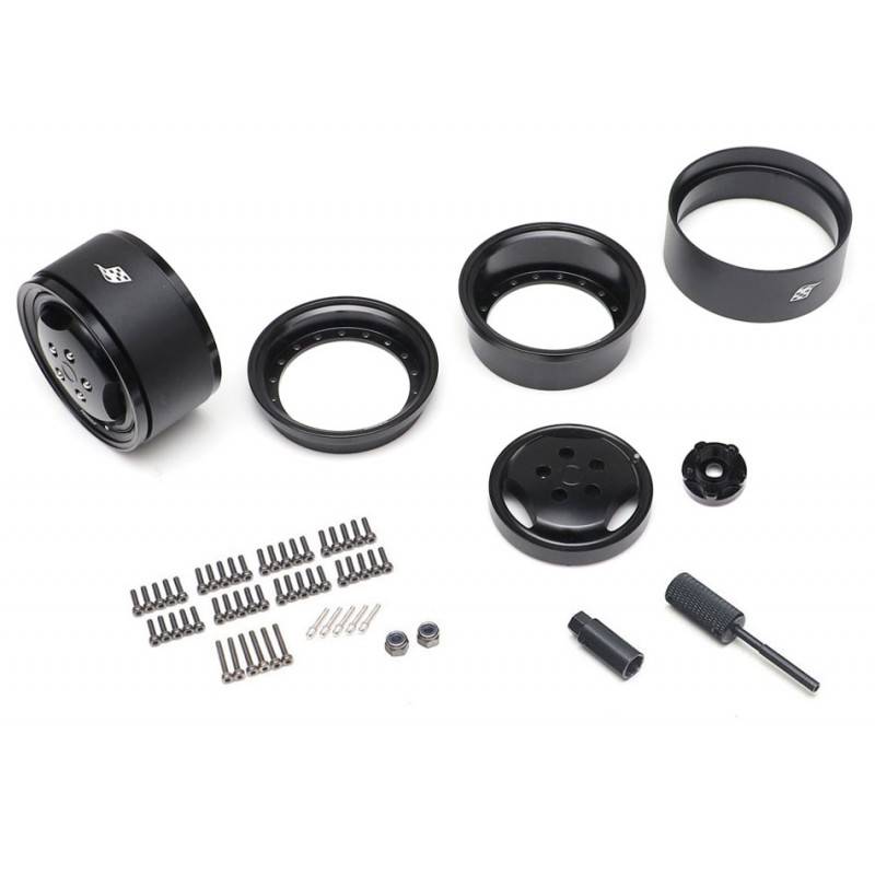 Llantas BoomRacing ProBuild™ 1.9 RRC 3-Spoke Classic Ajustable Offset Aluminio 2 Unidades Negro/Negro