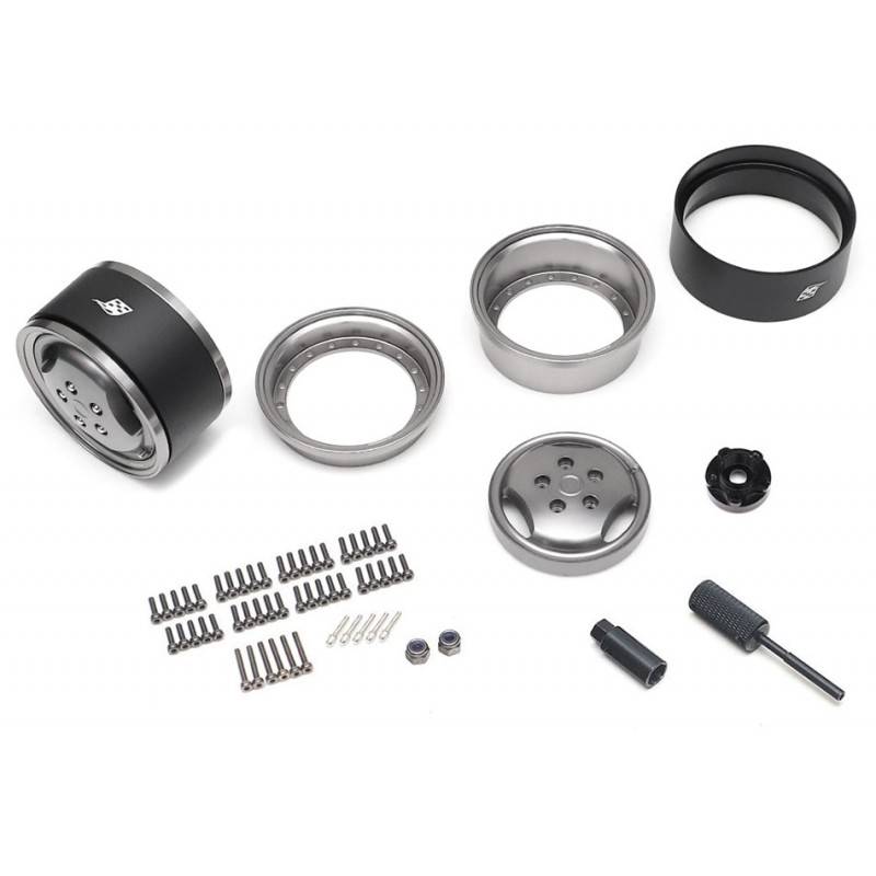 Llantas BoomRacing ProBuild™ 1.9 RRC 3-Spoke Classic Ajustable Offset Aluminio 2 Unidades Metal Oscuro/Metal Oscuro