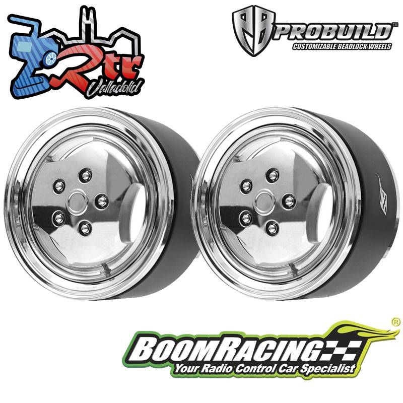 Llantas BoomRacing ProBuild™ 1.9 RRC 3-Spoke Classic Ajustable Offset Aluminio 2 Unidades Cromo/Cromo