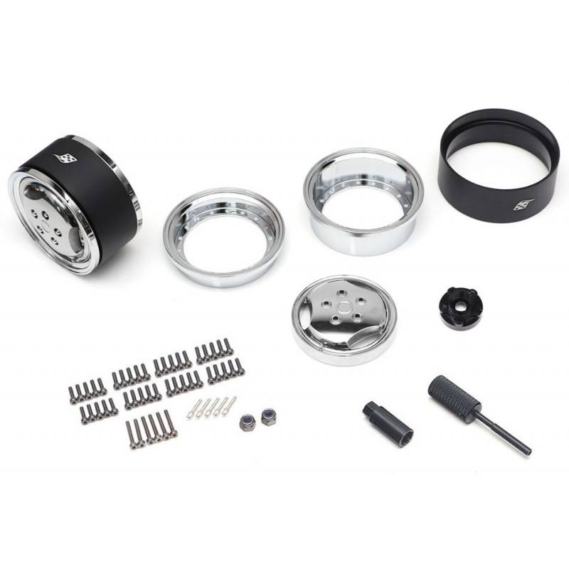 Llantas BoomRacing ProBuild™ 1.9 RRC 3-Spoke Classic Ajustable Offset Aluminio 2 Unidades Cromo/Cromo