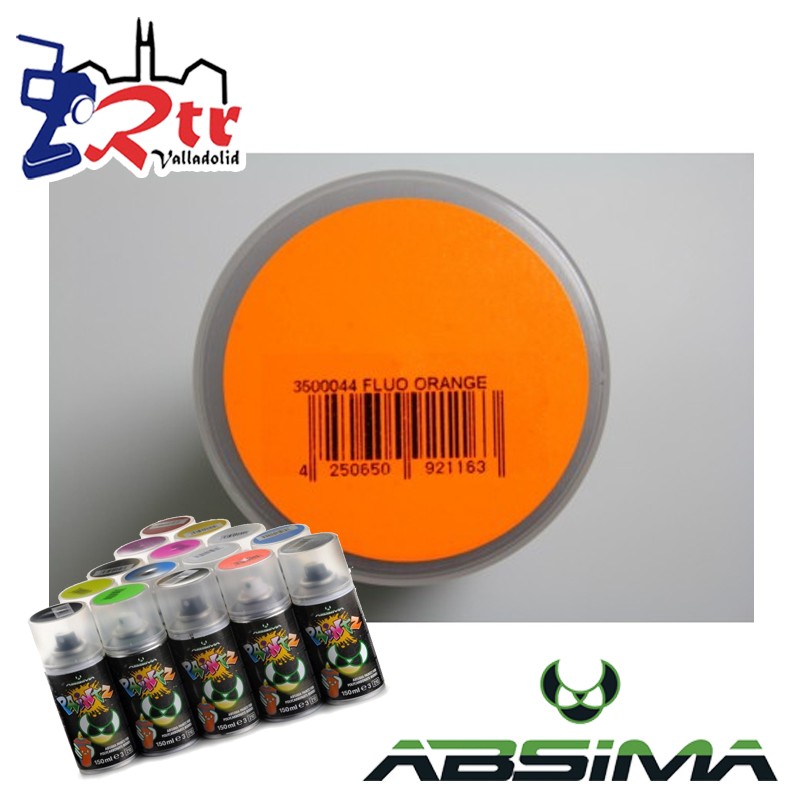 Pintura Absima Lexan Naranja Fluorescente con aditivo anti Nitro 150Ml