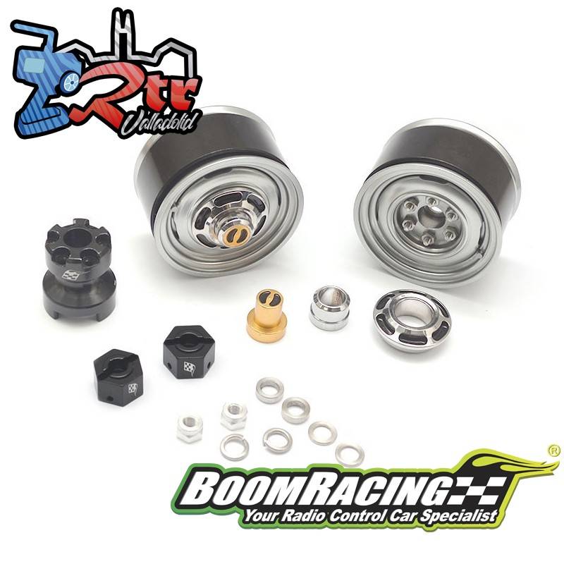 Llantas BoomRacing clásicas Yota LC de 1.55 delanteras, con ensanchadores de 3 mm Metal Oscuro