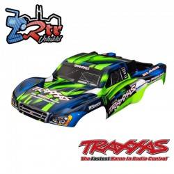 Carrocería TRAXXAS Slash® 2WD pintado verde y azul pegatinas aplicadas TRA5851G