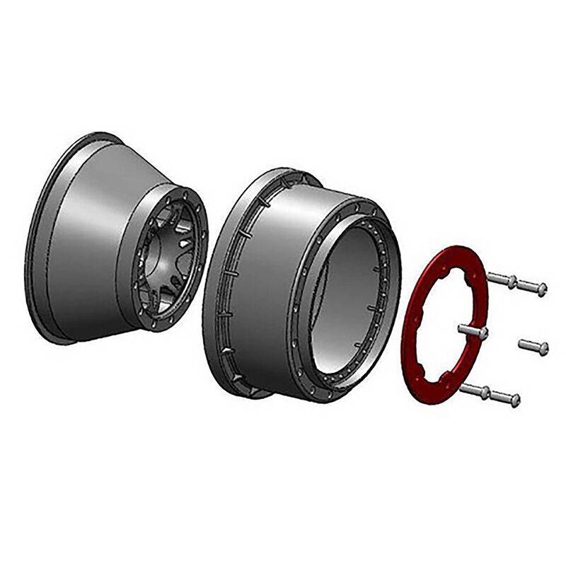 Llantas Negras/Rojas Proline Split Six" 12mm Delanteras/Traseras 4wd Beadlock PR2714-04