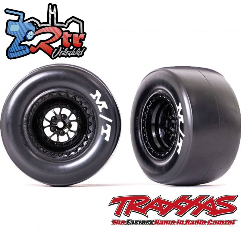 Neumáticos y ruedas traseras ensambladas pegadas Mickey Thompson® ET Drag® Slicks Traxxas TRA9476 Negro Brillante