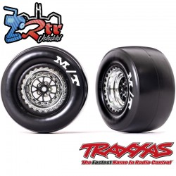 Neumáticos y ruedas traseras ensambladas pegadas Mickey Thompson® ET Drag® Slicks Traxxas TRA9476R Cromo y Negro