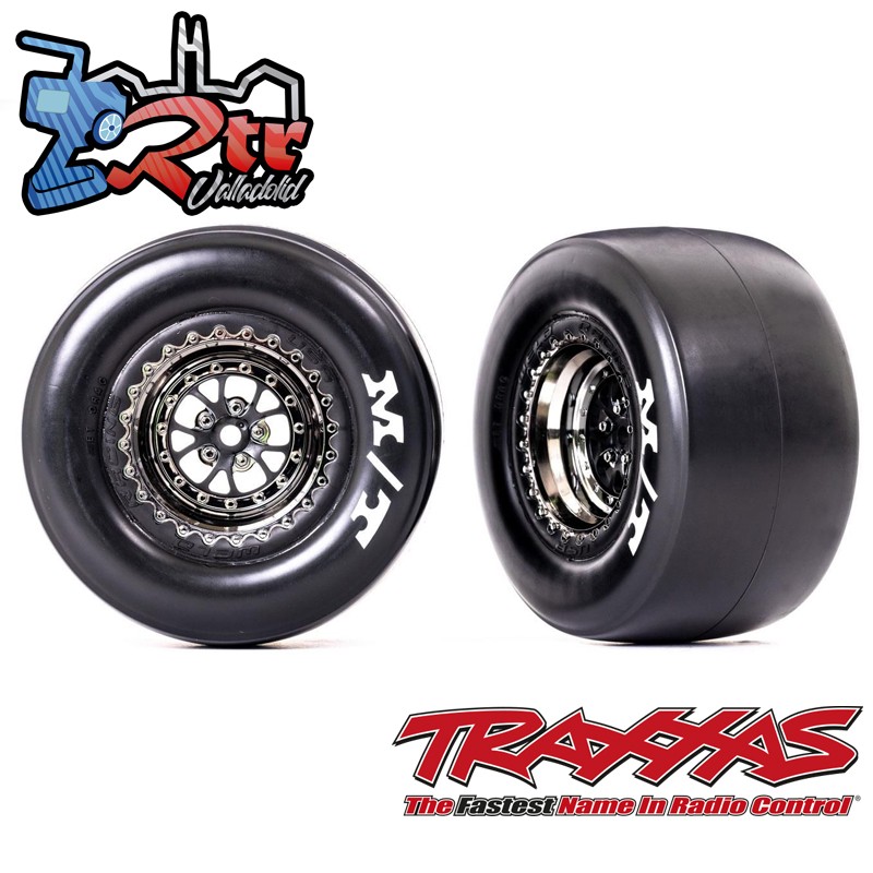 Neumáticos y ruedas traseras ensambladas pegadas Mickey Thompson® ET Drag® Slicks Traxxas TRA9476X Cromo