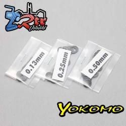 Cuña espaciadora Yokomo de 5,0 mm (0,13/0,25/0,50 mm · 20 piezas cada una)
