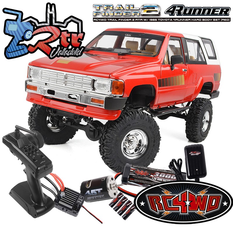 RC4WD Trail Finder 2 RTR 4WD 1/10 Juego de carrocería 1985 Toyota 4Runner rígido Rojo