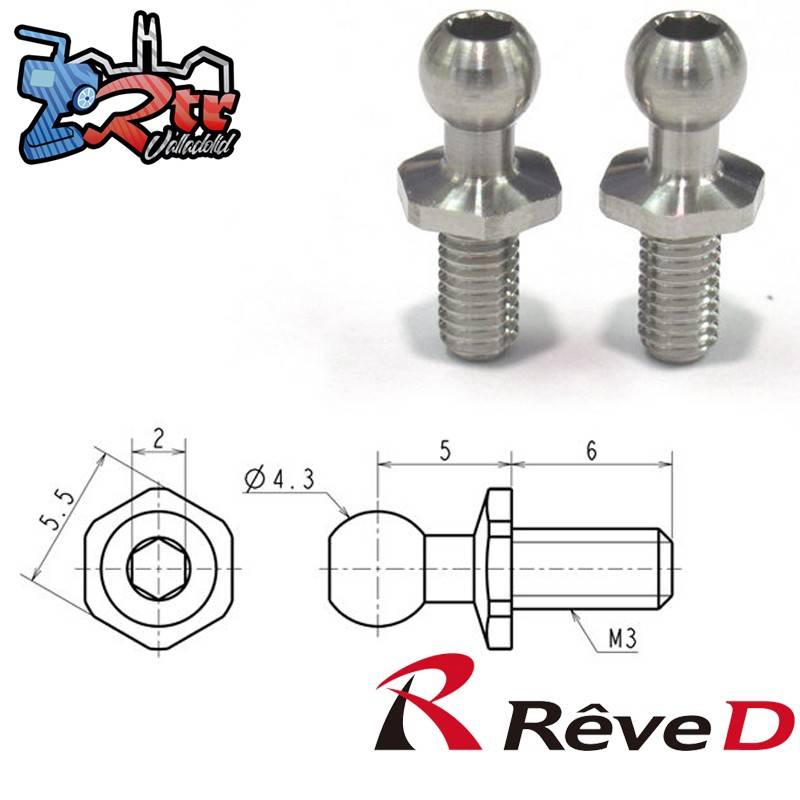 Bola diámetro 4.3mm, rosca 6mm RT-006M