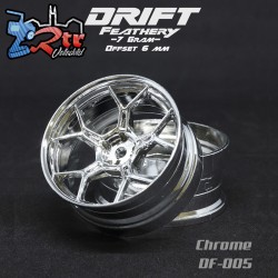 Llanta DS Racing Drift Feathery 5Y Cromadas +6mm Outset 2 Unidades DS/DF-005