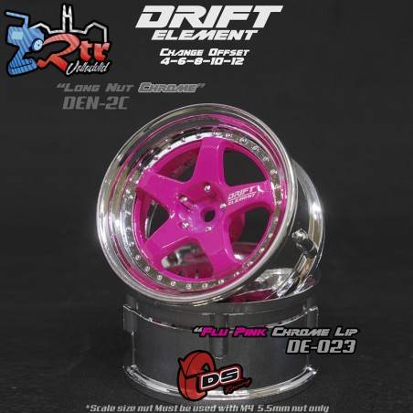 Llanta DS Racing Drift Element 5 Spoke Cara rosada / Labio Cromadas ...