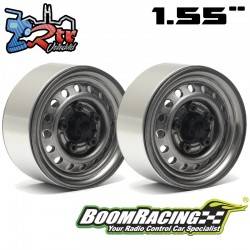 Llantas BoomRacing Steelie clásicas de 1.55" y 16 orificios traseras XT504 Gris metal 2 Unidades