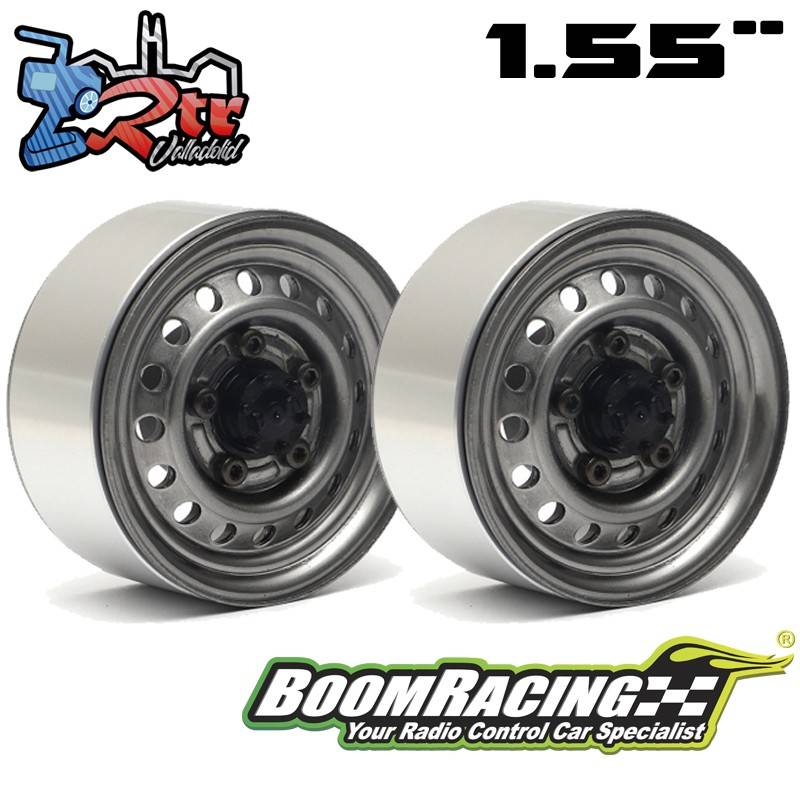 Llantas BoomRacing Steelie clásicas de 1.55" y 16 orificios traseras XT504 Gris metal 2 Unidades