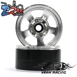 Llantas Yeah Racing 1.9 Aluminio CNC 5 Spoke Beadlock 2 Piezas color Plata