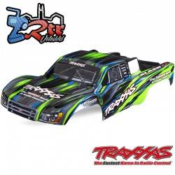 Carrocería, Slash® 4X4, verde pegatinas aplicadas para montaje din clip Traxxas TRA6932-GRN
