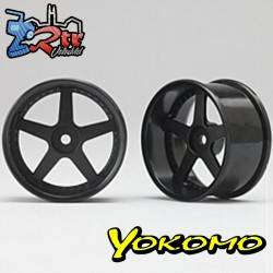Llantas Yokomo Drift Wheel 5 radios 06mm Outset Negras 2...