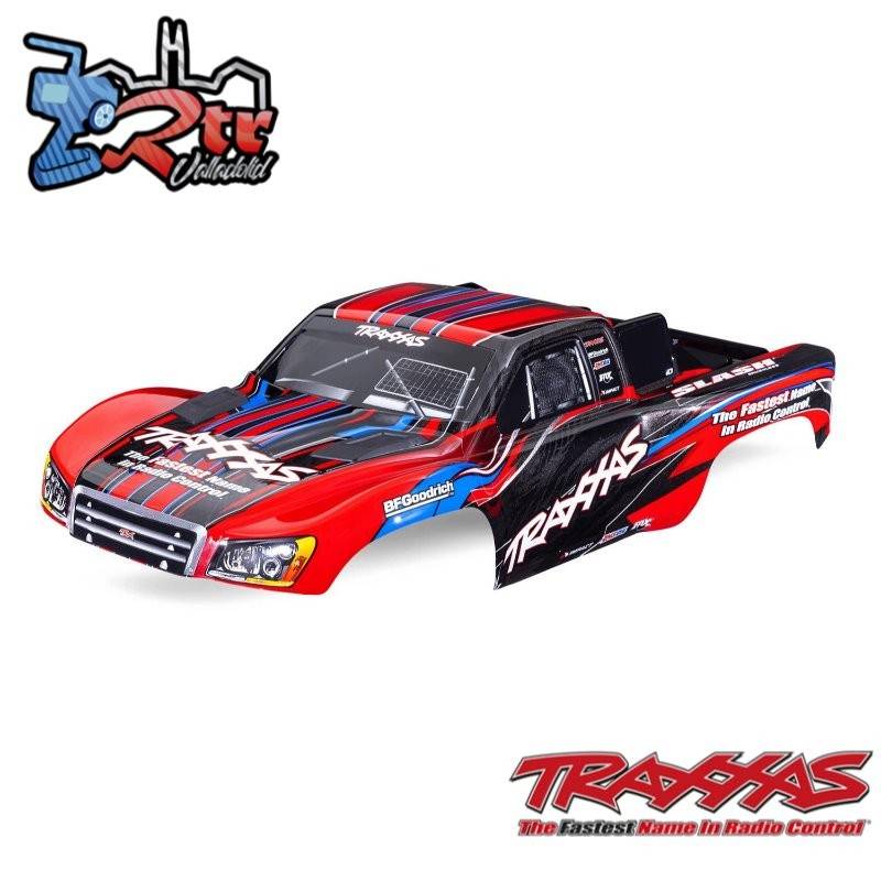 Carrocería, Slash® 2WD, Roja pegatinas aplicadas para montaje sin clip Traxxas TRA5924-RED