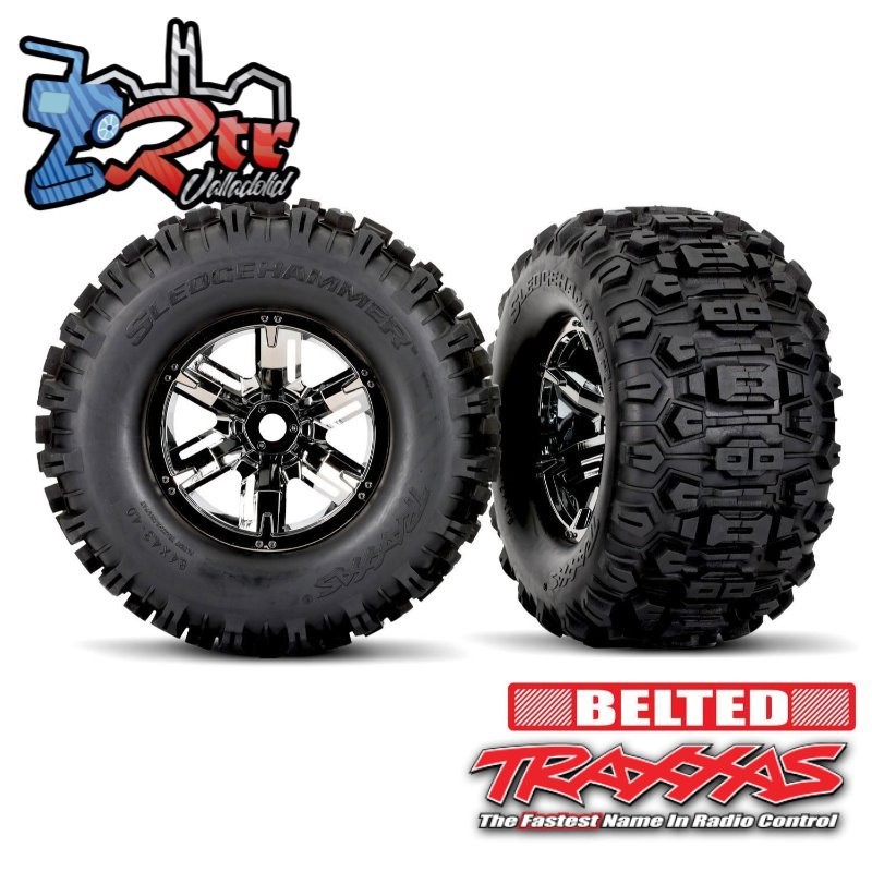 Neumáticos y ruedas, ensamblados, pegados X-Maxx® neumáticos con cinturón Sledgehammer doble ®TRA7871X