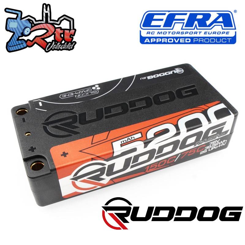 Lipo Ruddog 5200mAh 150C/75C 7.6V Caja dura Lipo-HV