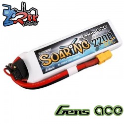 Batería Lipo Gens Ace Soaring 2200Mha 7.4V 2S1P 30C XT60
