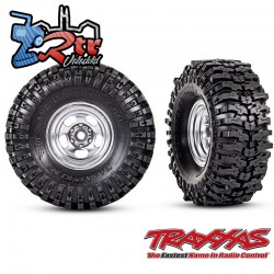 Neumáticos ensamblados Cromadas satinadas de 1,0", neumáticos Mickey Thompson® Baja Pro™ Xs de 2,4x1,0" Traxxas TRA9872